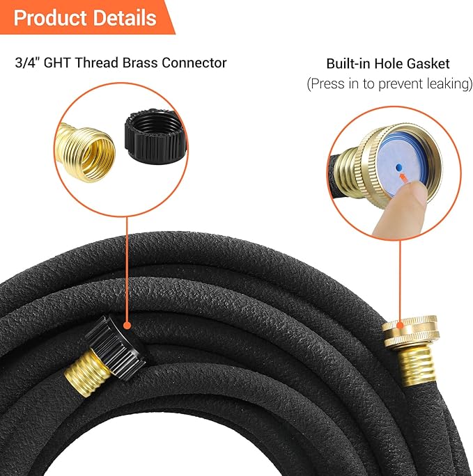 MAMIZO Soaker Hose Kit 50 ft 1/2", Solid Brass Connectors Rubber Longer Lasting, Heavy Duty Drip Hose to Save 70% Water, Soaker Hose for Garden, Lawn and Yard