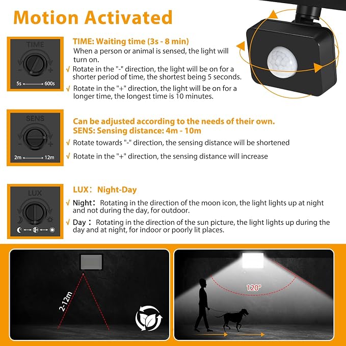 YANYCN 2 Pack 200W LED Motion Sensor Flood Light, Super Bright IP66 Waterproof - Image 4