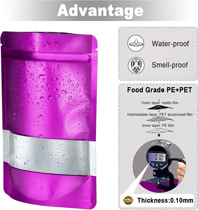 6.3"x9.5" 120pcs Mylar Bags for Food Storage, Smell Proof Bag - Image 5