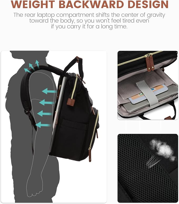 LOVEVOOK Laptop Backpack for Women, 15.6'' Waterproof Nurse Bag Teacher Work - Image 5