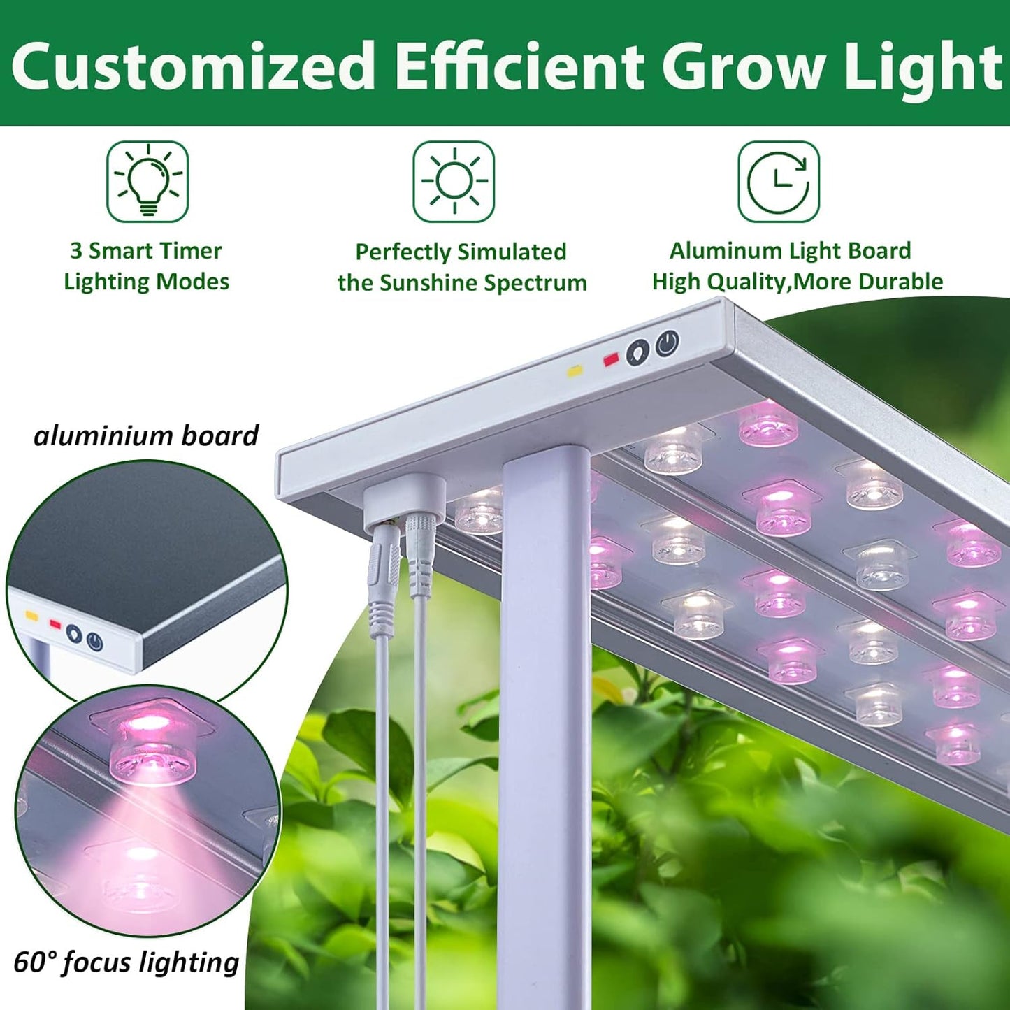 Large Hydroponics Growing System kit with Trellis,Smart Indoor Hydroponic Gardening System with LED Grow Light, Indoor Hydroponic Grow Kit for Tomato,Pepper,Cucumbers(7L,Pump)
