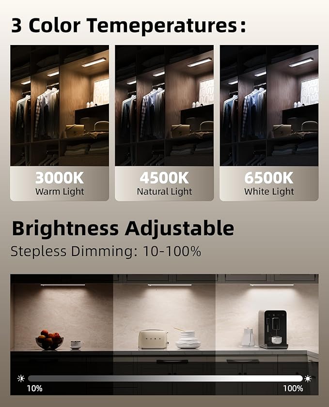 4Pack 16inch Under Cabinet Lighting, Rechargeable Motion Sensor Light Wireless - Image 5
