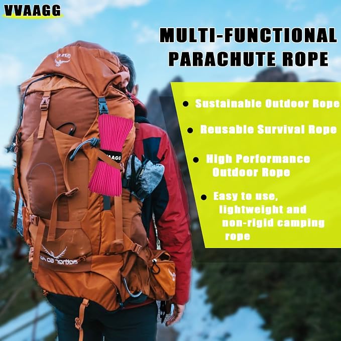 VVAAGG 1000 Pink Paracord 200FT Utility Parachute Cord 4mm Nylon String12 - Image 6