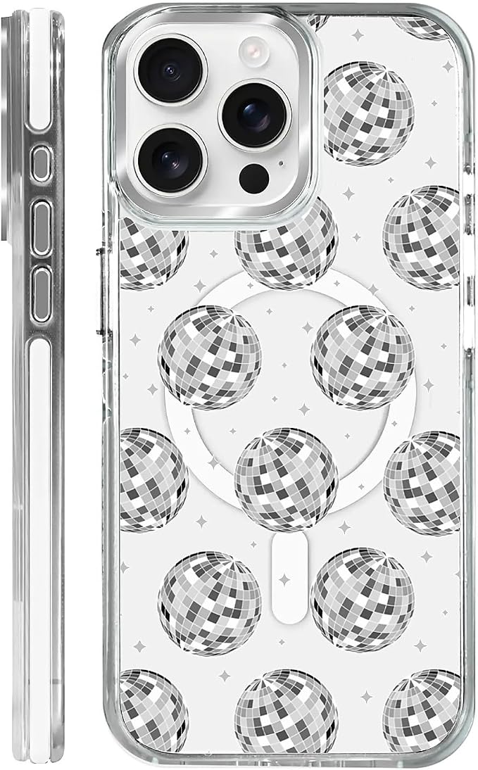Case for iPhone 15 Pro, Disco Ball Grayish White Phone Case Design，for Women by Toulas