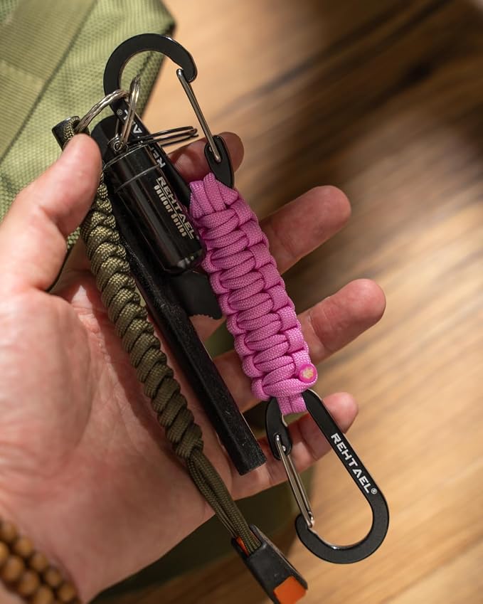 Paracord Braided Carabiner Keychain Lanyard Strap, Hanger Stroller Hook w/2 - Image 6