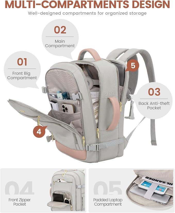 LOVEVOOK Travel Backpack For Women Flight Approved, 40L Carry On Backpack - Image 4
