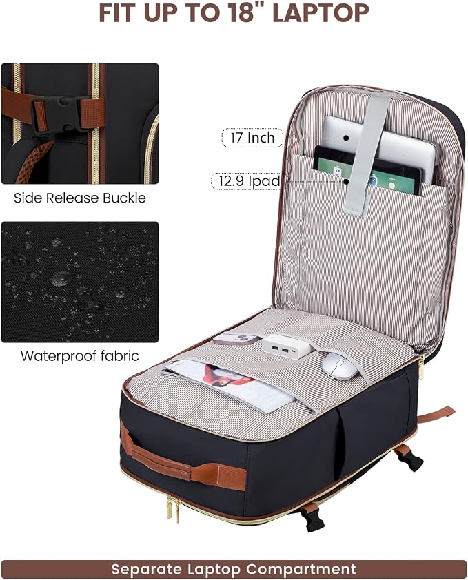 LOVEVOOK 50L Travel Backpack for Women & Men, Airline Approved Carry On Luggage - Image 8