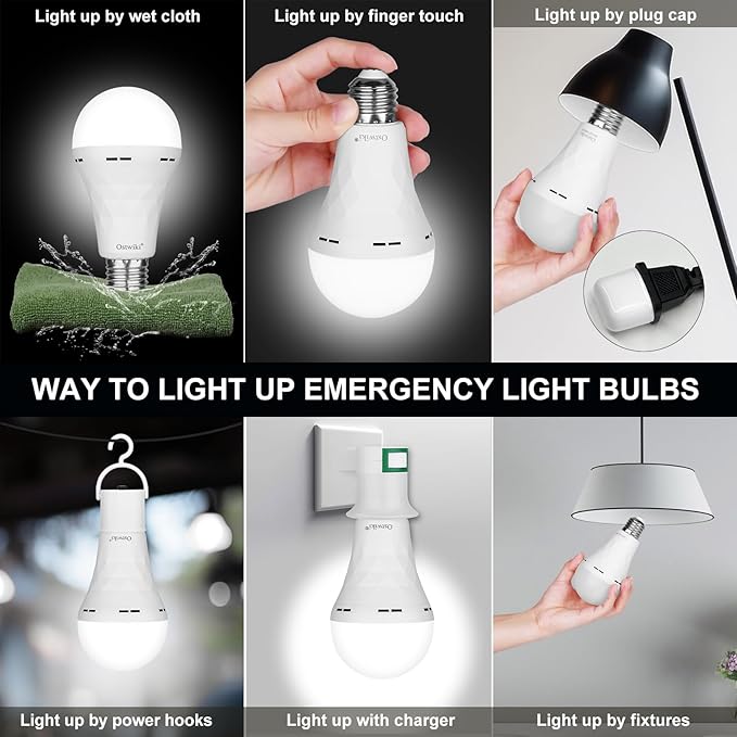 Ostwiki Rechargeable Light Bulbs, 6 Pack Battery Operated Backup Emergency - Image 3