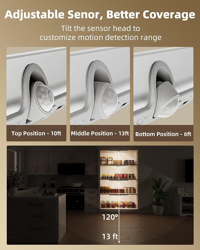 EZVALO 17-Inch LED Motion Sensor Closet Light, Rechargeable 3600mAh Battery - Image 3