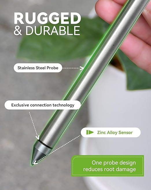 RAINPOINT Soil Moisture Meter for Plants - Accurate Plant Water Meter for Houseplants and Outdoor Plants,Gardening,Farming,No Batteries Needed(White