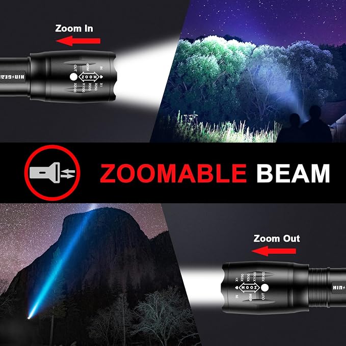 1 Mode Flashlights 6 Pack, Bright Zoomable LED Tactical Flashlight High Lumens - Image 7