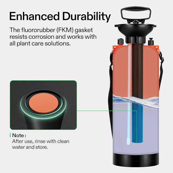 VIVOSUN 2.64-Gallon Pump Pressure Sprayer, Pressurized Lawn & Garden Water Spray Bottle with Adjustable Shoulder Strap, for Plants Spraying, Garden Watering and Household Cleaning