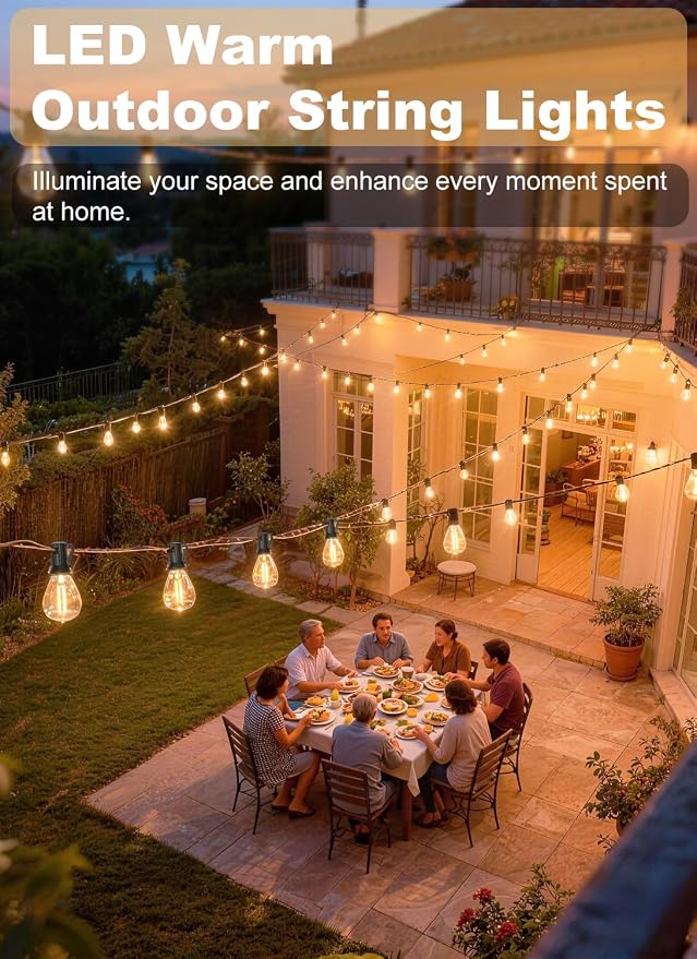 100FT Outdoor String Lights Waterproof, 36+1 Shatterproof S11 LED Bulbs - Image 9