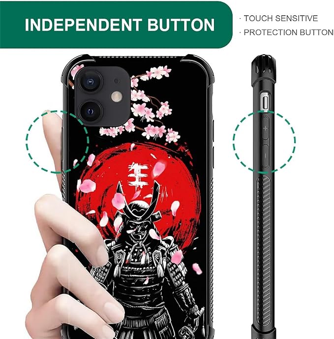 for iPhone 11 Case, Sakura Japanese Samurai Pattern Graphic Design Girl Boy - Image 4