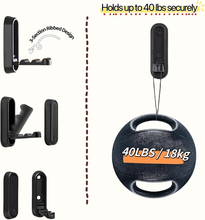 4 Pack Folding Wall Hooks, Foldable Black Coat Hooks - Image 3