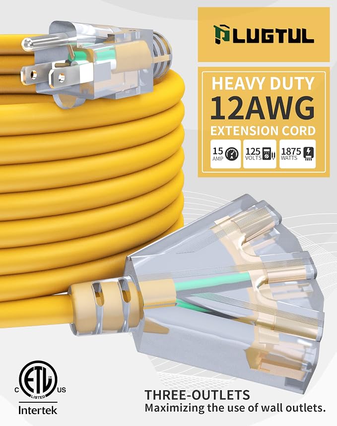 2FT 12 Gauge Outdoor Extension Cord - Image 2