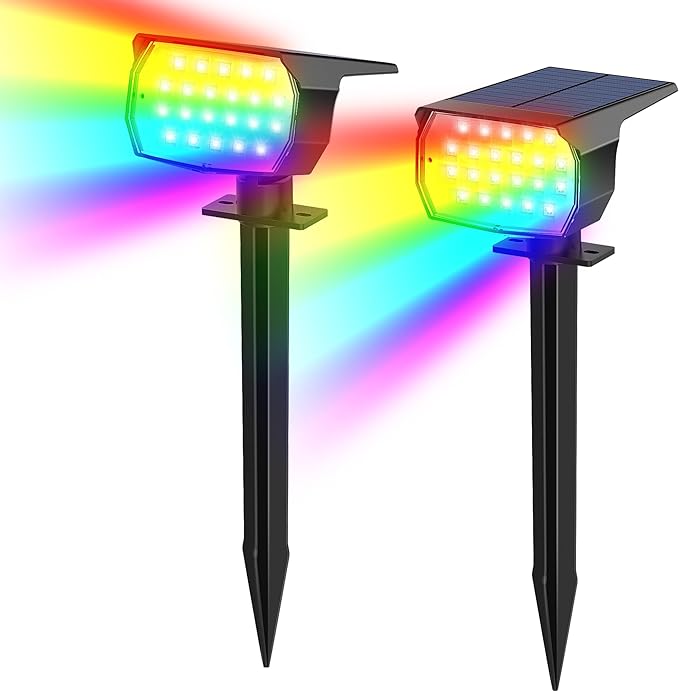 Tadyreal Solar Color Changing Spot Lights Outdoor Waterproof Colored RGB Solar by TadyrealSolarLights