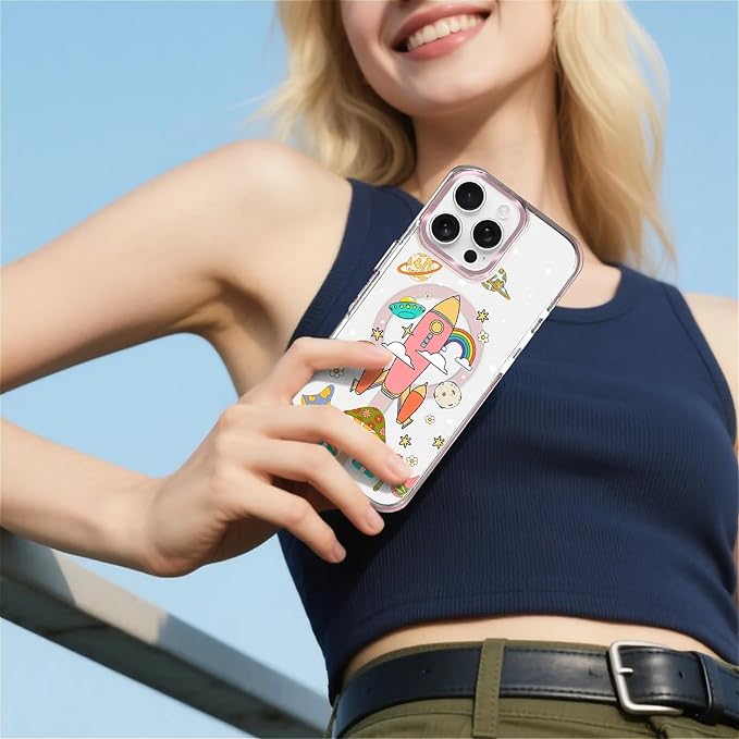 Case for iPhone 16 Pro Max, Spaceship Mushroom Phone Case Design，for Women - Image 6