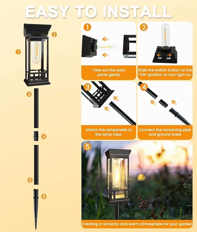 12 Pack Solar Pathway Lights Outdoor, Taller Bright Solar Path Lights Waterproof - Image 8