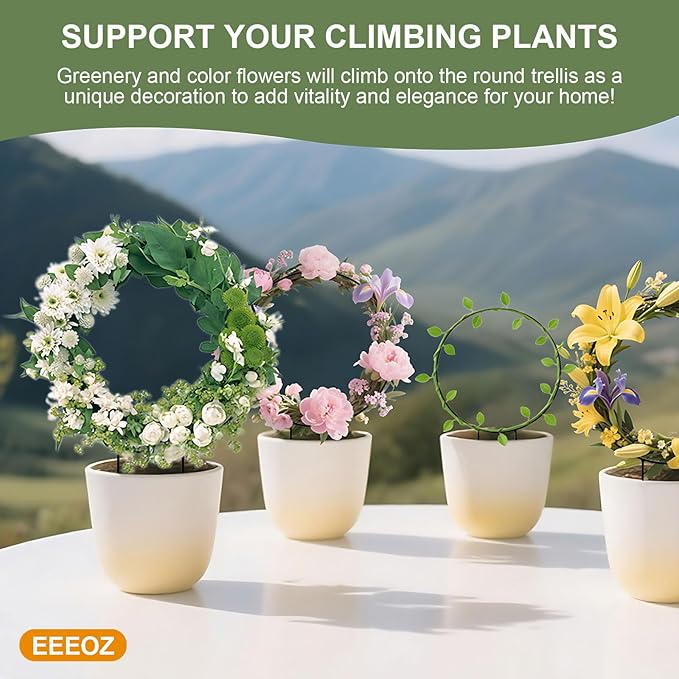 4 Pack Trellis for Potted Plants for Climbing Plants with 20 Reusable Garden Ties - 16 Inch Plant Trellis Indoor Supports for Potted Plants, Flowers, Tomatoes - Hoya Trellis,Indoor Plant Trellis(1)