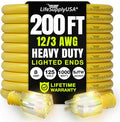 200ft Outdoor/Indoor Extension Cord 12/3 Gauge Extra Heavy Duty 3 Prong SJTW by LifeSupplyUSA
