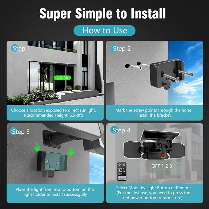 Solar Lights Outdoor Waterproof- 2800LM 200LED Solar Motion Sensor Lights - Image 7