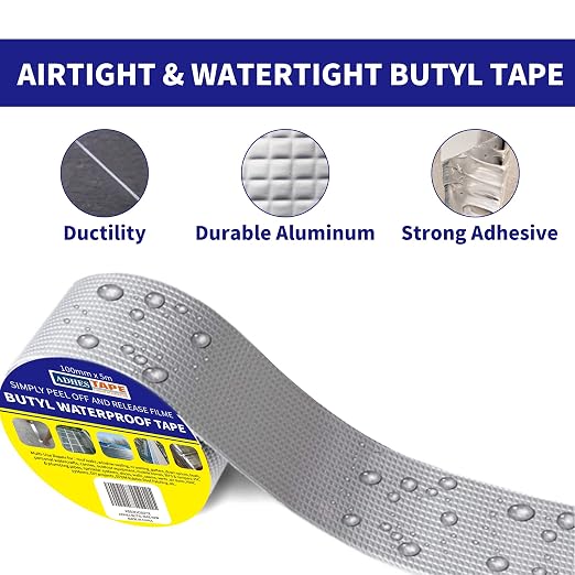 ADHES Butyl Tape Waterproof Tape Aluminum Foil Tape Sealant Tape 4in x 16ft - Image 2