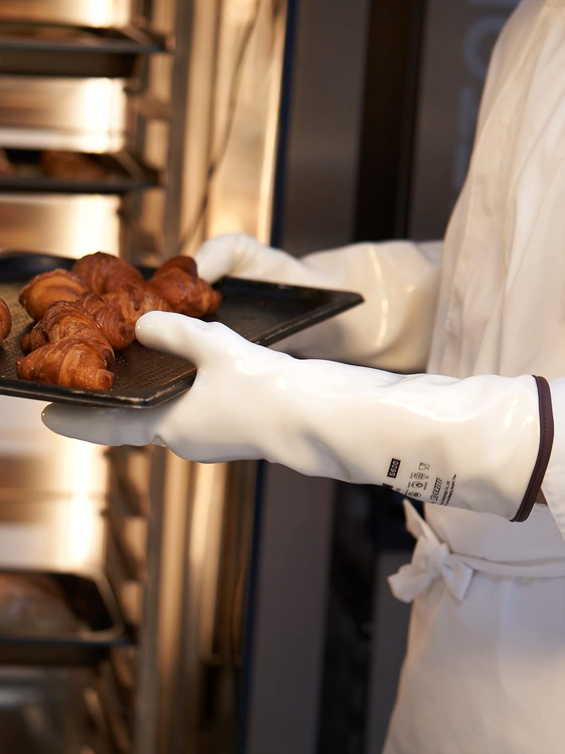 LANON 15" Liquid Silicone Heat Resistant Oven Gloves, Food Grade, CoralAir Liner, Waterproof, Extra Long, Large