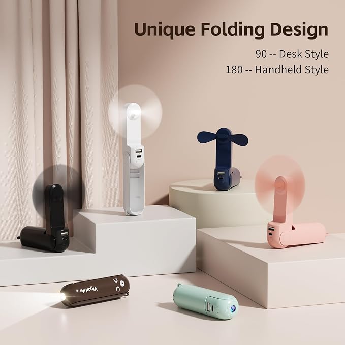 Mini Portable Handheld Fan, USB Rechargeable 3 IN 1 Personal Cooling Fans - Image 3