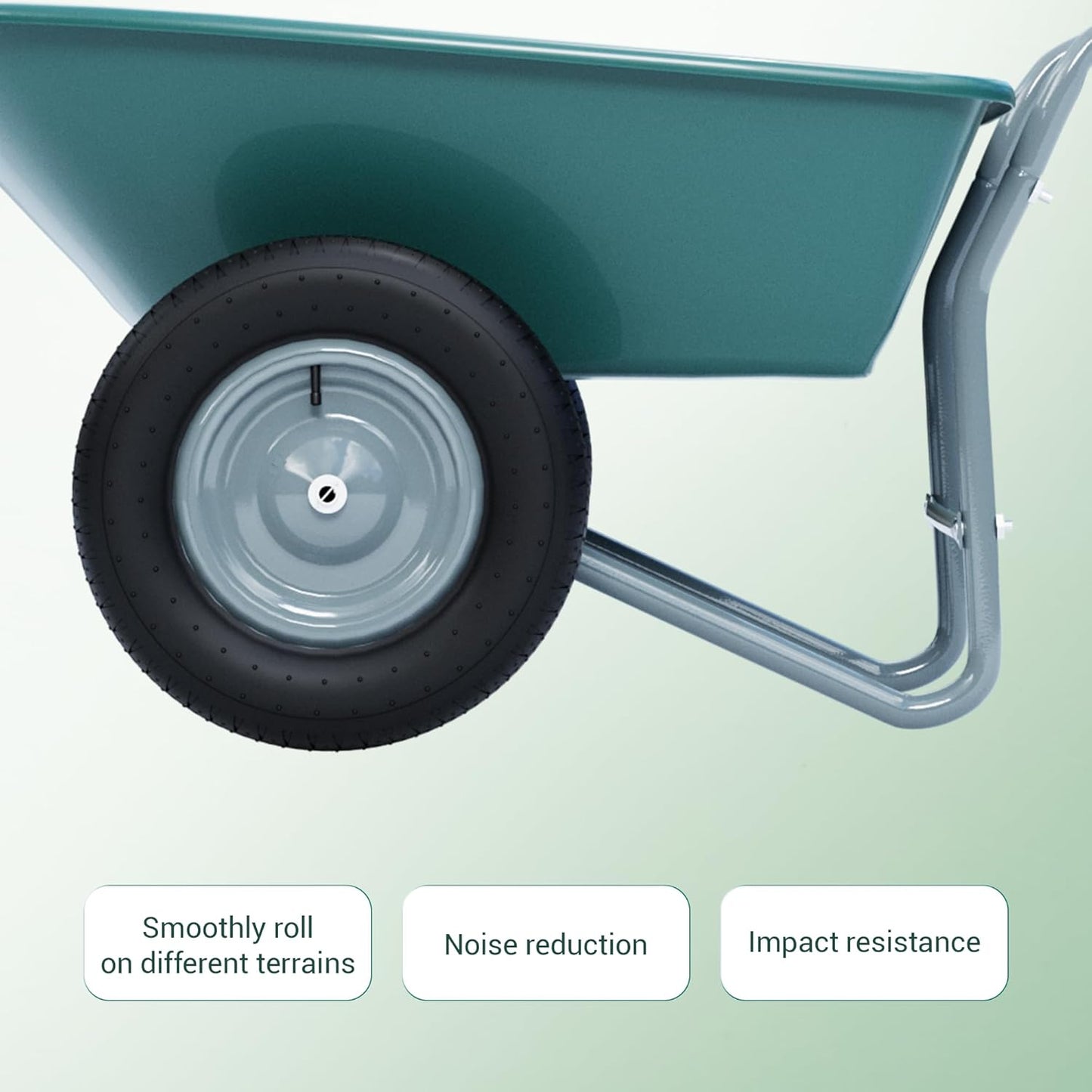 Idzo 2-Wheel Heavy-Duty Wheelbarrow Cart, 330 lb Capacity, Ergonomic Padded Handle and 14 Inch Pneumatic Tires for Maximum Stability, Ideal Wagon for Moving Soil, Shrubs, Plants, Easy Assembly