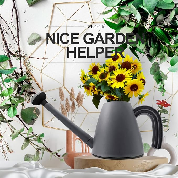 WhaleLife Indoor Watering Can for House Bonsai Plants (2.0L, Gray)