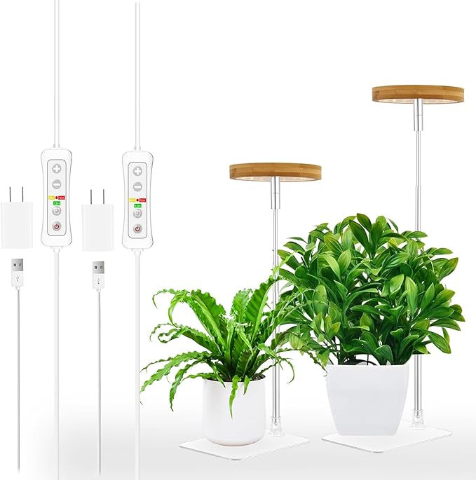yadoker Halo Plant Grow Light,yadoker LED Growing Light Full Spectrum for Indoor Plants,Height Adjustable, Automatic Timer, 5V Low Safe Voltage,Idea for Small Plants