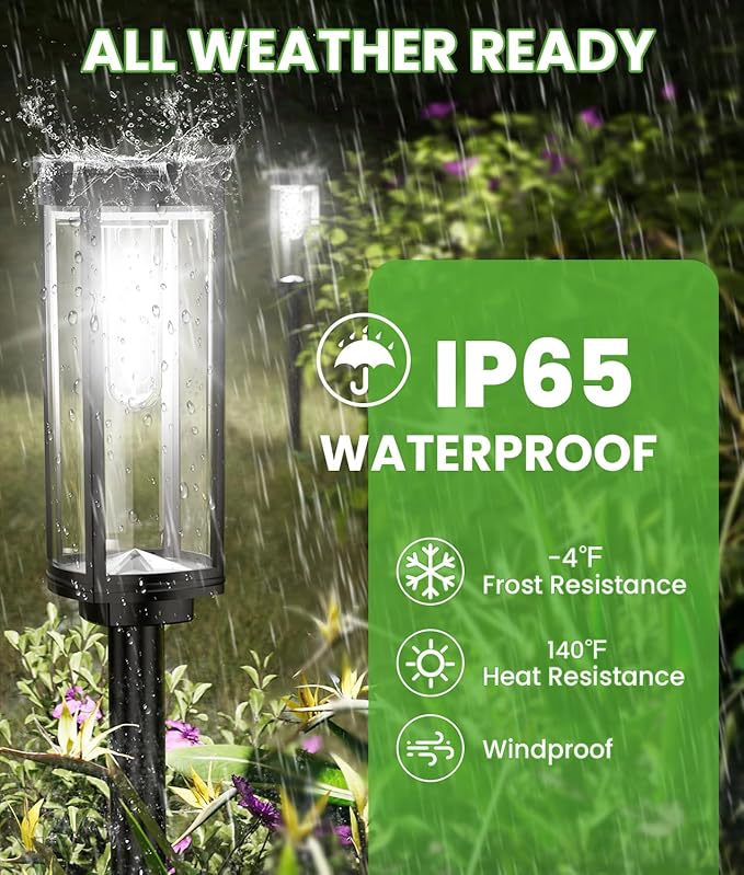 BITPOTT Bright Solar Pathway Lights Outdoor, 8 Pack Solar Garden Lights - Image 5