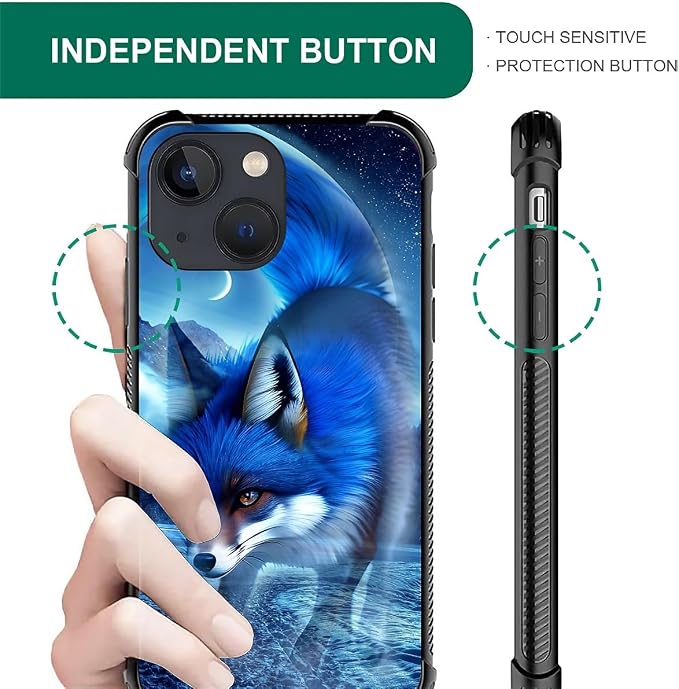 for iPhone 14 Plus Case, Snowy Mountain Fox Lake Pattern Graphic Design Girl - Image 4