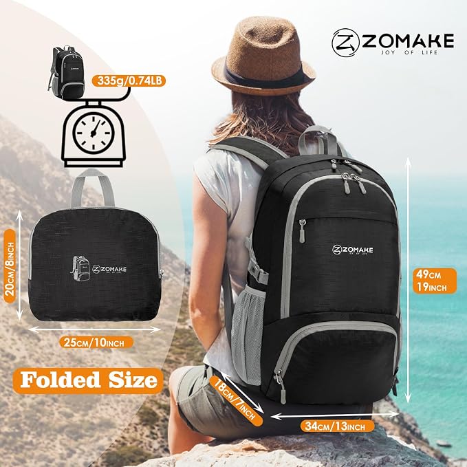 ZOMAKE Lightweight Packable Backpack 30L, Foldable Hiking Backpacks Water - Image 2