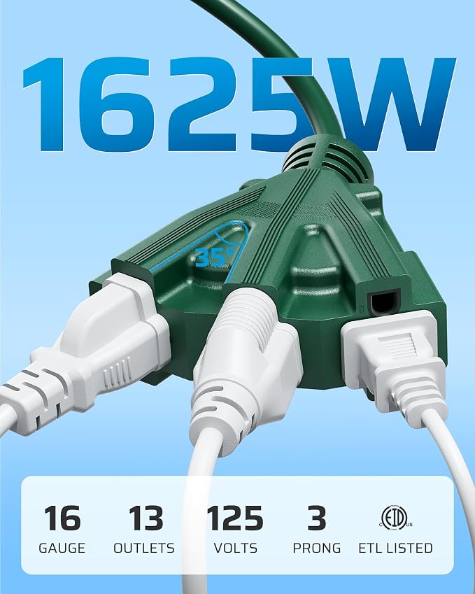 DEWENWILS 6FT Extension Cord, Weatherproof 16/3 SJTW Power Cable - Image 2