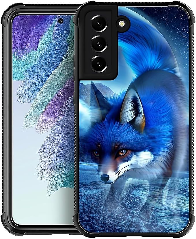 for Samsung Galaxy S22 Case, Snowy Mountain Fox Lake Pattern Graphic Design by FKBRCL4U