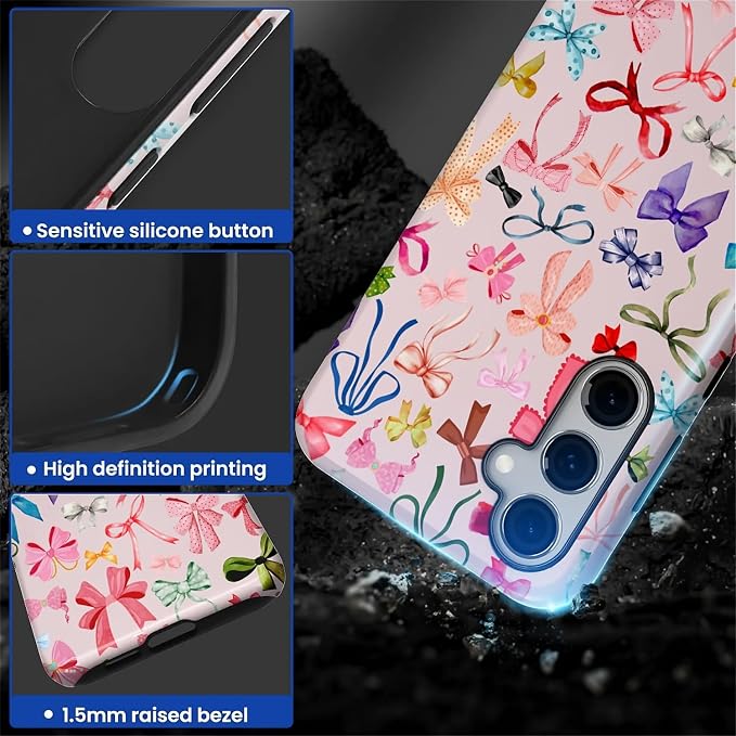 for Samsung Galaxy S24 Plus Case, HL2 Aesthetic Color Bow Tie Hybrid 2 Layer - Image 3