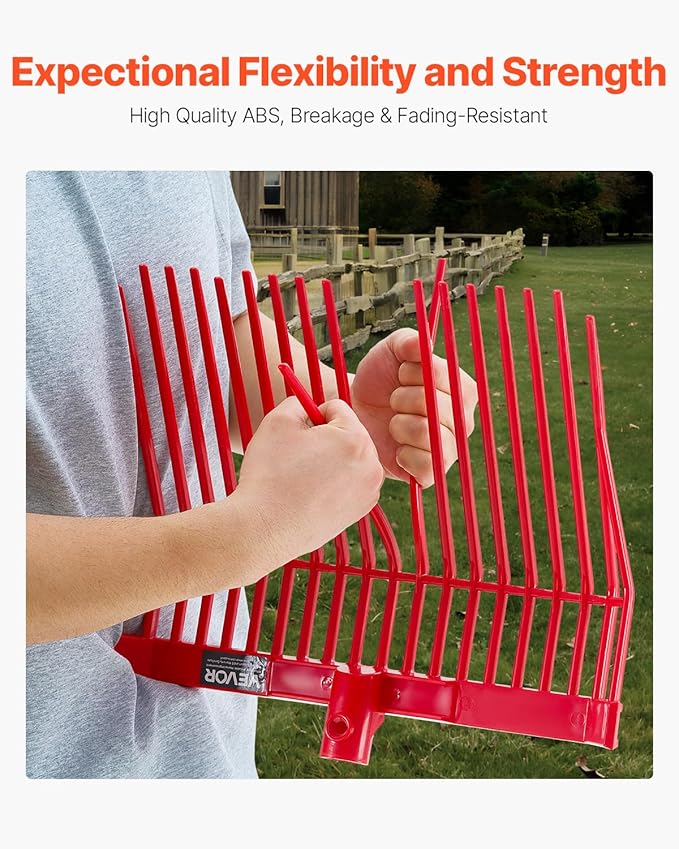 VEVOR 6PCS Manure Fork Replacement Head, 18 Angled Tines Horse Manure Fork Head, Durable Plastic Pitchfork Heads, Horse Mulch Rake for Picking up Stable Stall Muck Grass Hay Cleaning Farm Work