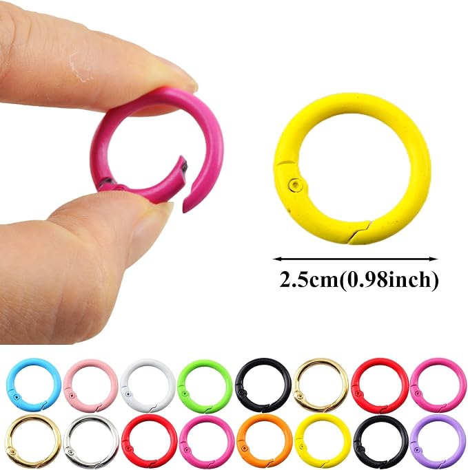 Carabiner Clip 48Pcs Blue Metal Key Ring Clip Circle Keychain Rings Bulk Spring - Image 7