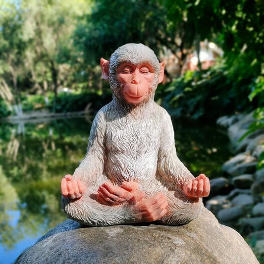 Meditation Monkey Stretching Monkey Statue-Resin Zen Animal Yoga Figurine for Outdoor Lawn Decor for Flower Beds, Fairy Gardens, and More