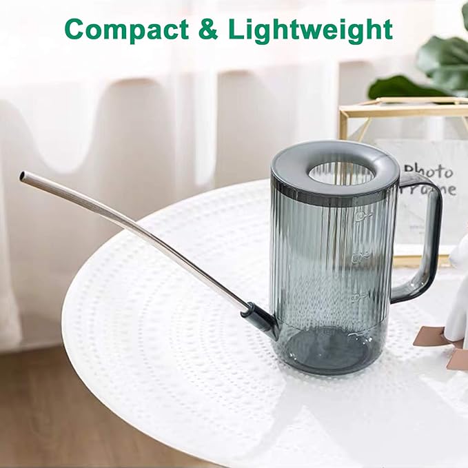 Long Spout Watering Can Indoor, Small Watering Cans for House Plants, Flowers, Succulents, 34oz (Grey)