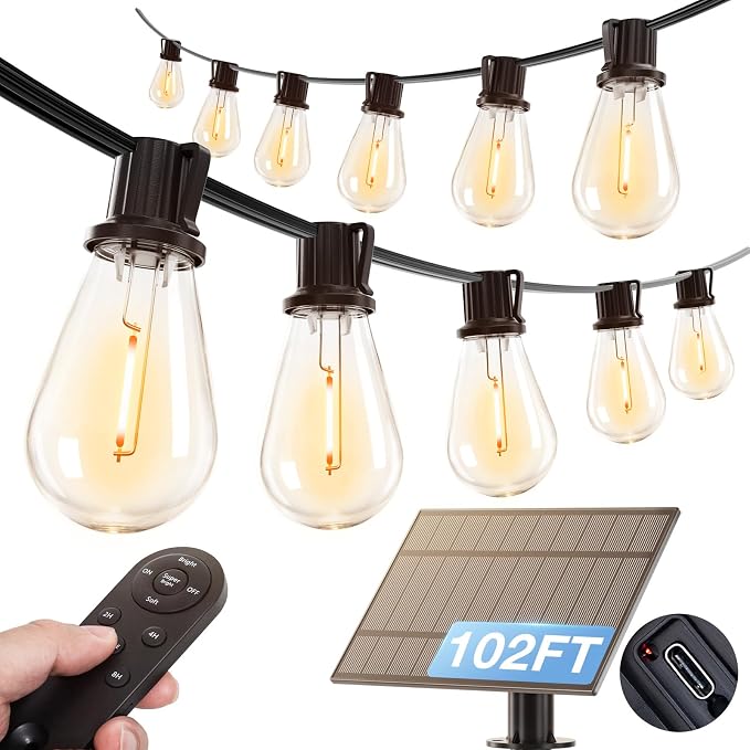 addlon 102FT Solar String Lights Outdoor Waterproof by addlon