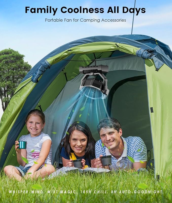 Camping Misting Fan - 24000mAh Portable Battery Powered Fans - Image 8