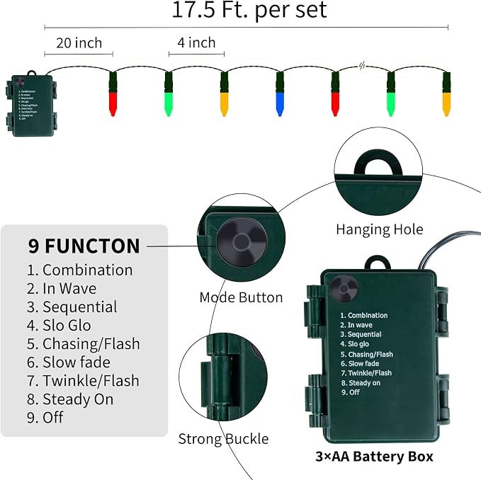 Brightown Christmas Lights 4 Pack 50 LEDs Battery Powered String Lights - Image 5
