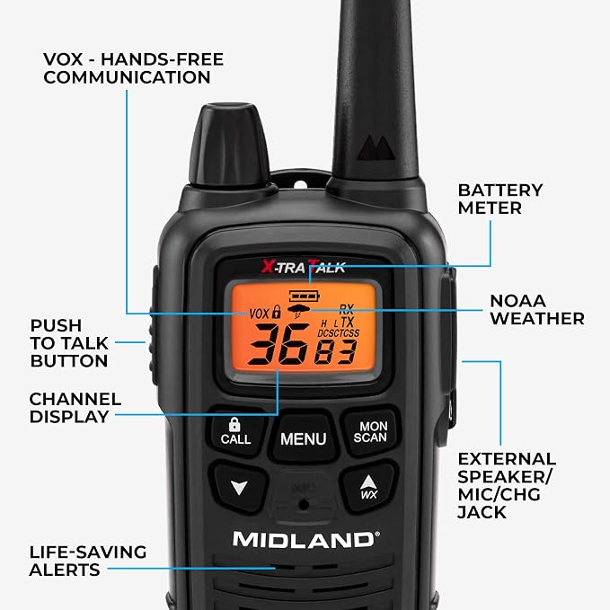Midland - LXT600VP3, 36 Channel FRS Two-Way Radio - Up to 30 Mile Range Walkie - Image 4