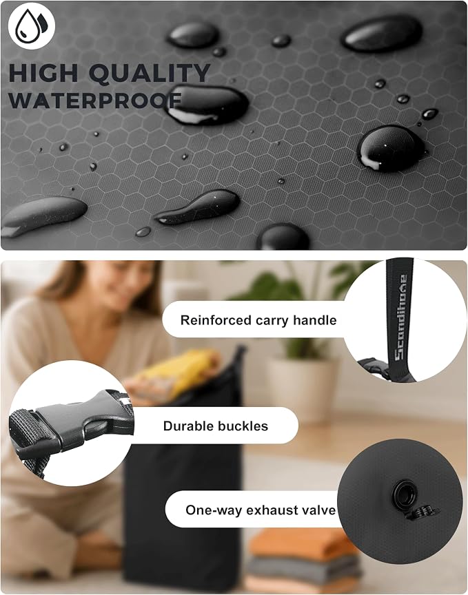 Travel Laundry Bag, Pump-free Vacuum Compression Dirty Clothes Bag, Large - Image 4