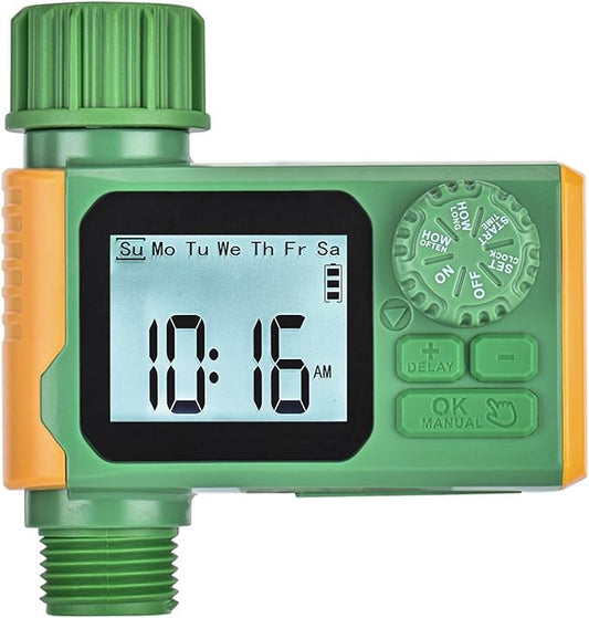 Sprinkler Timer, Hoses Timer for Watering, Outdoor Irrigation Timers, Water Scheduling Device for Tube Programmable with Auto/Manual/Rain-Delay System, Water Hoses Timers for Yard, Lawn, Pool(Green)
