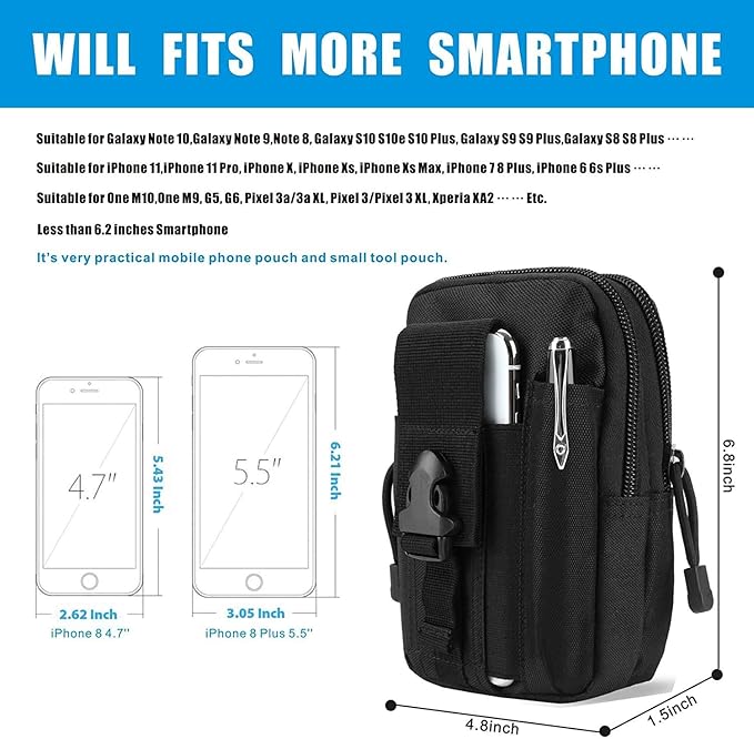 Belt Pouch, Tactical Molle Phone Pouch EDC Utility Pouches Waist Bag, Small - Image 4