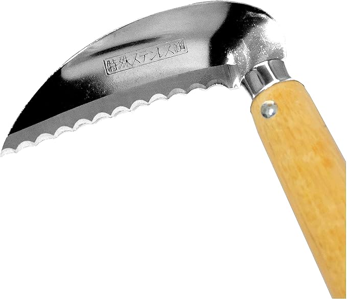 Garden Hoe Long Handle 42-3/4" Heavy Duty Japanese Stainless Steel, Made in JAPAN, Weeding Sickle Tool, Stand Up Weeder Hand Tool